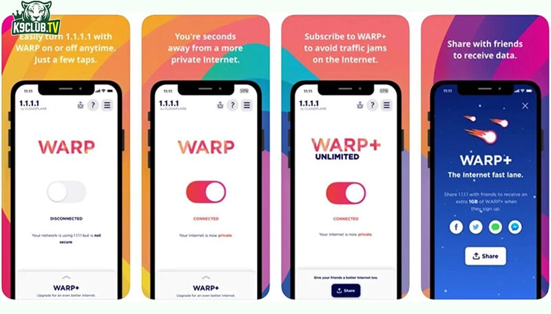 Tải app 1.1.1.1 để truy cập k9club nhanh chóng