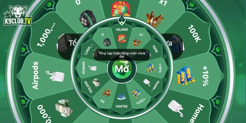 Vòng quay may mắn cấp bạch kim k9club