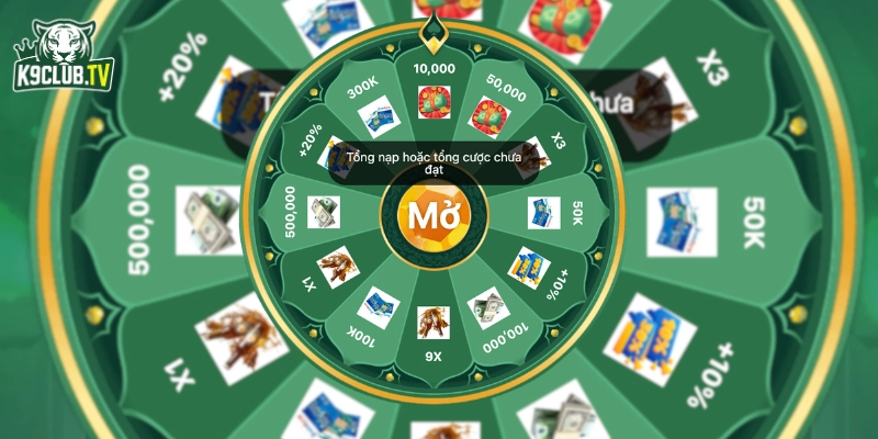 Vòng quay may mắn cấp vàng tại k9club