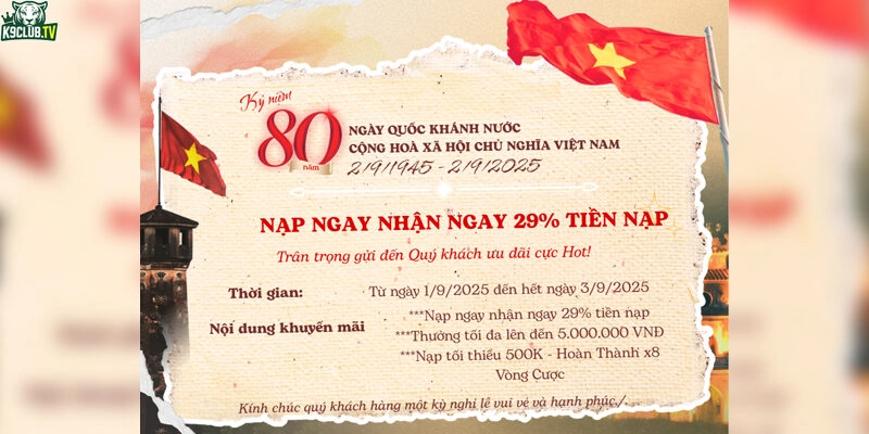 Khuyến mãi ngày quốc khánh tại K9club